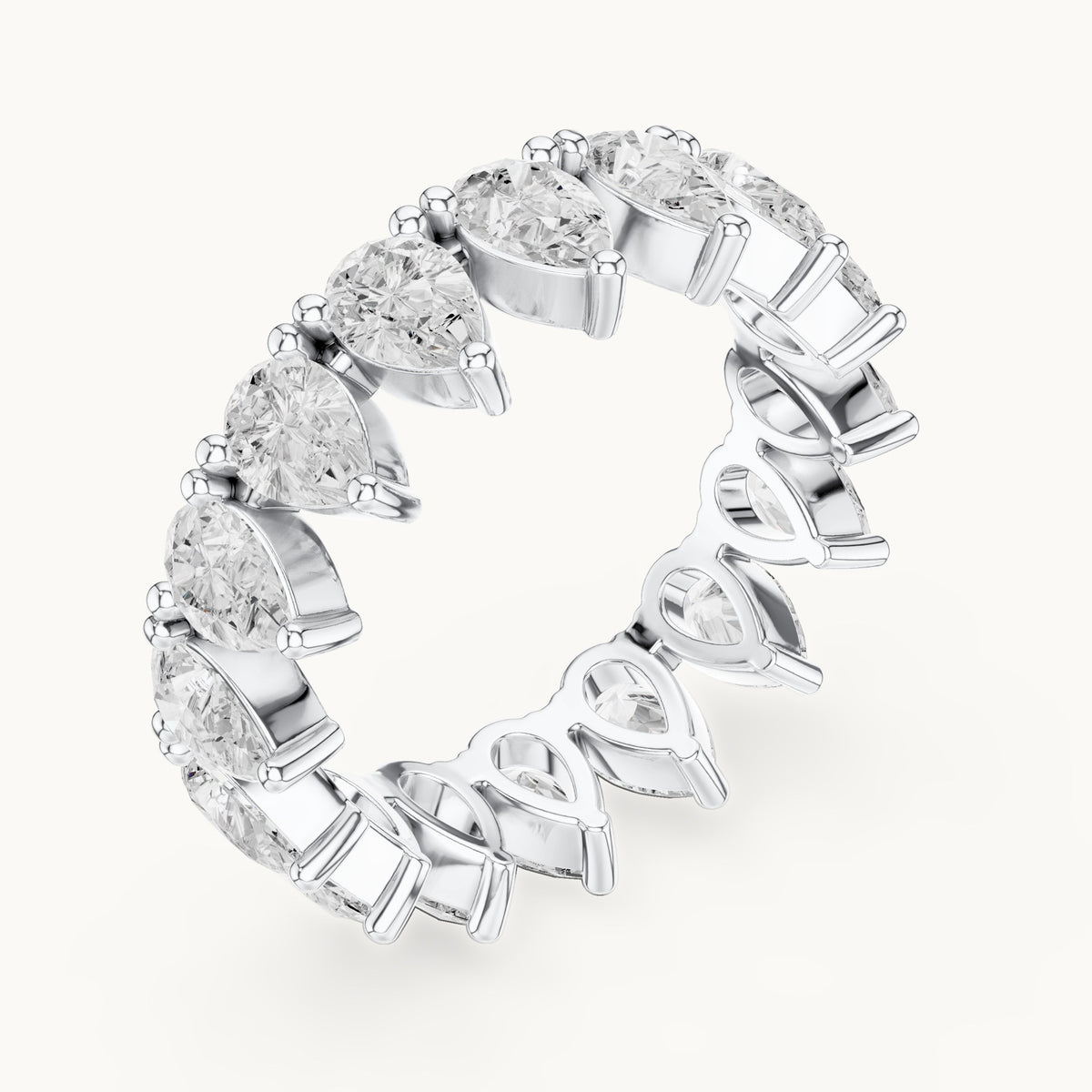 Pear lab-grown diamond full eternity band in white gold, 4.08 CT TW, view 2