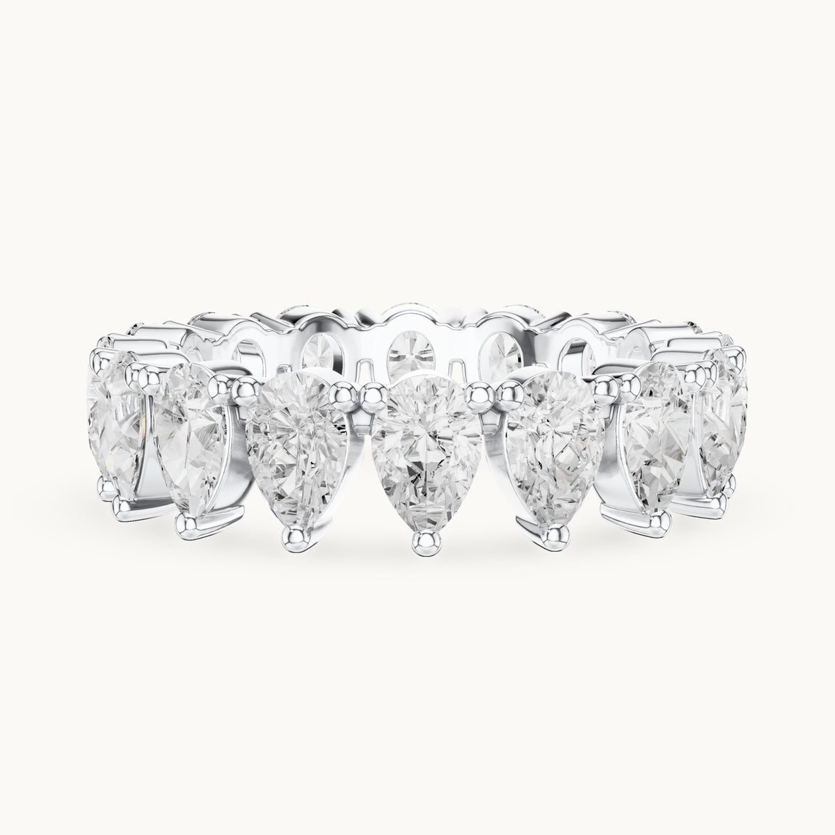 Pear lab-grown diamond full eternity band in white gold, 4.08 CT TW, view 3