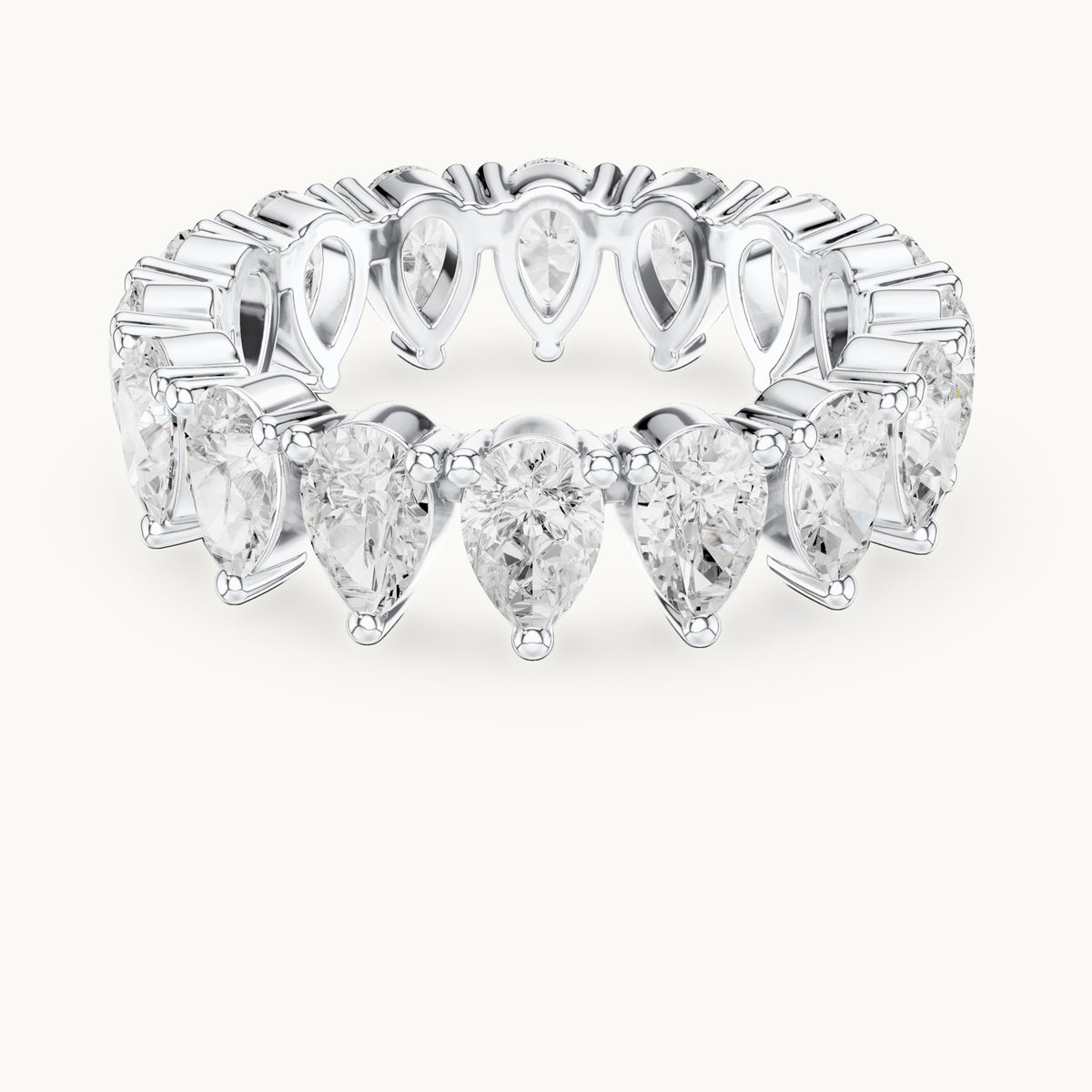 Pear lab-grown diamond full eternity band in white gold, 4.08 CT TW, view 4