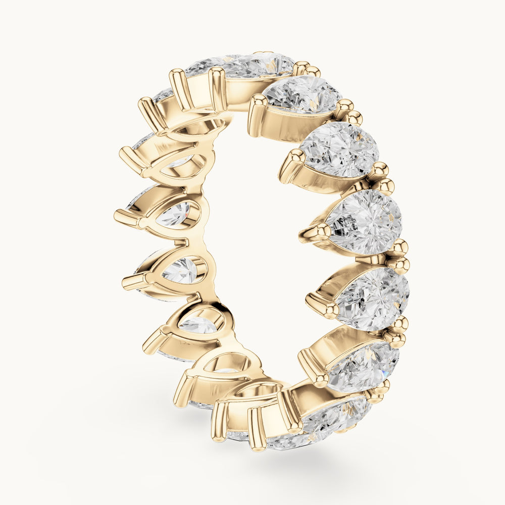 Pear lab-grown diamond full eternity band in yellow gold, 4.08 CT TW, view 1
