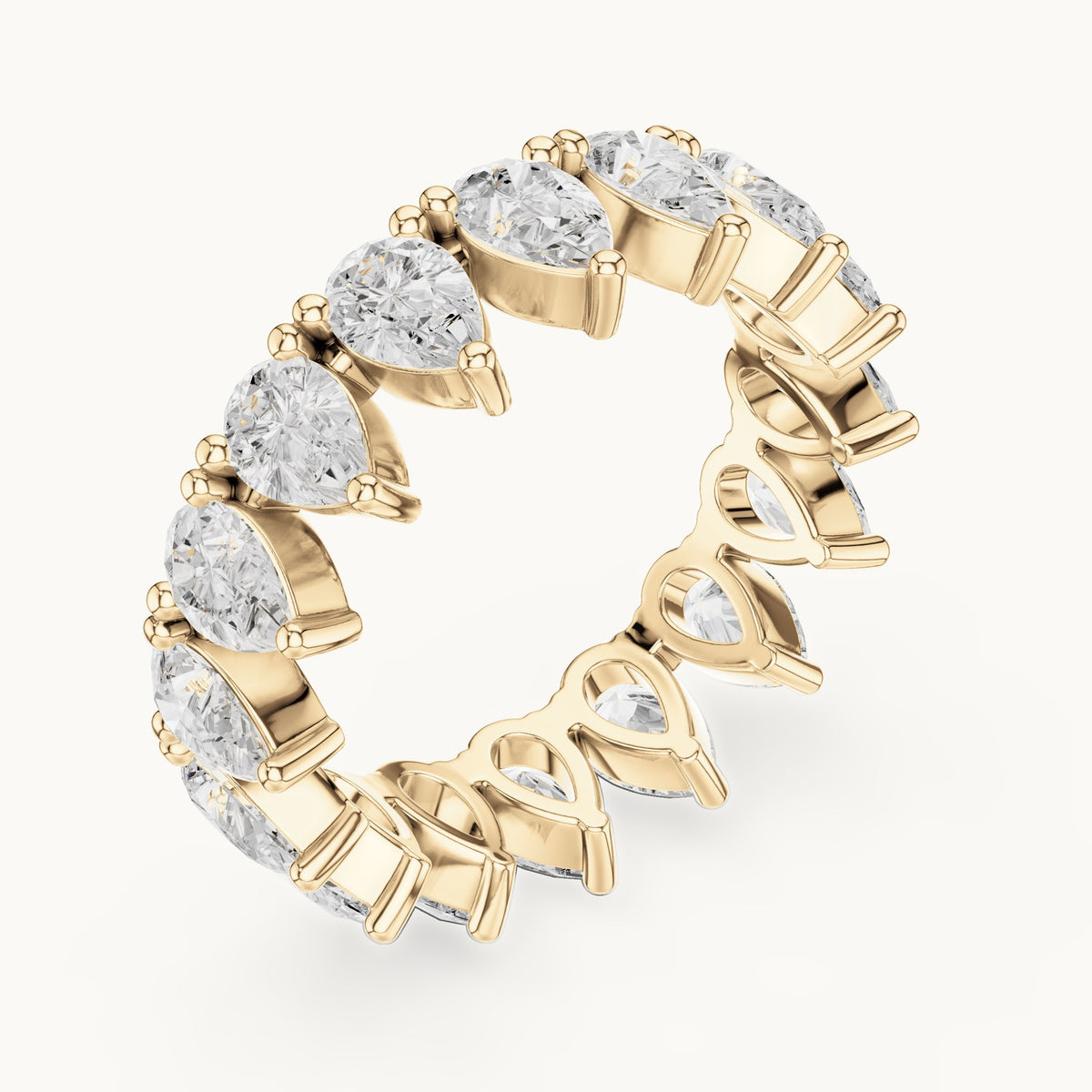 Pear lab-grown diamond full eternity band in yellow gold, 4.08 CT TW, view 2