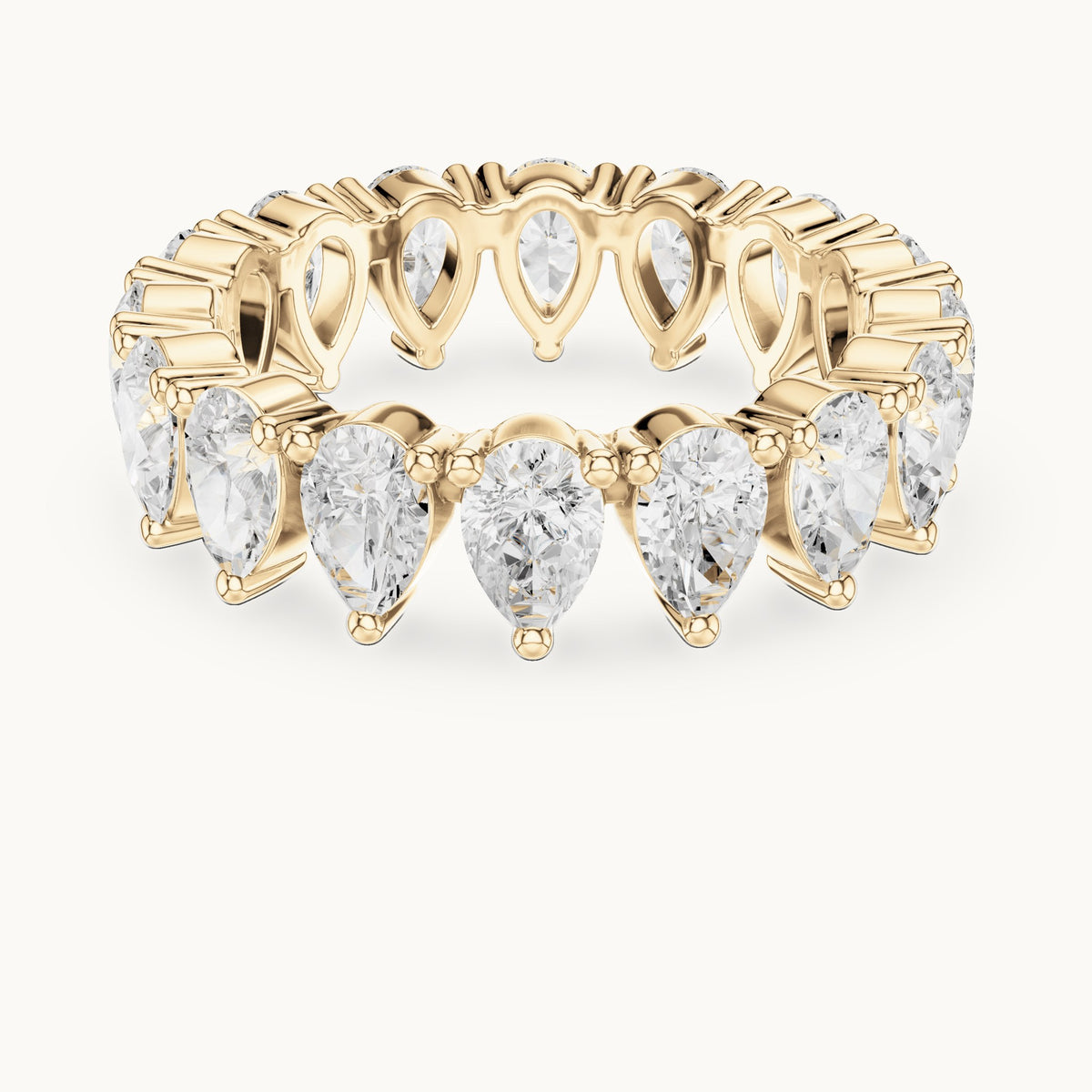 Pear lab-grown diamond full eternity band in yellow gold, 4.08 CT TW, view 4
