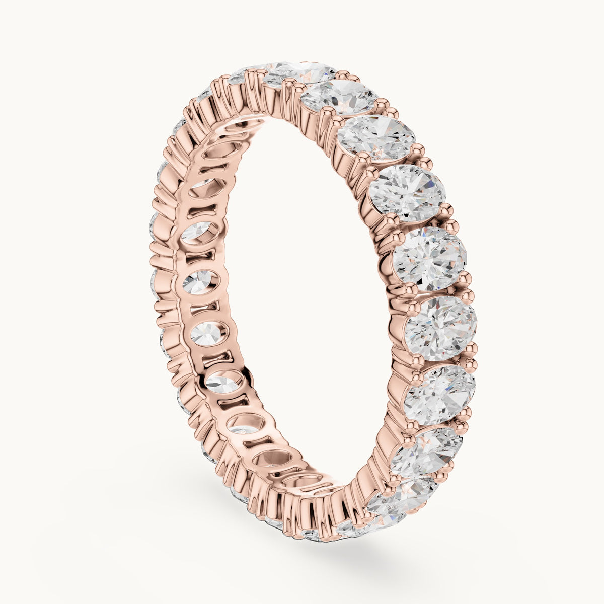 Oval lab-grown diamond east-west full eternity band in rose gold, 1.93 CT TW, view 1