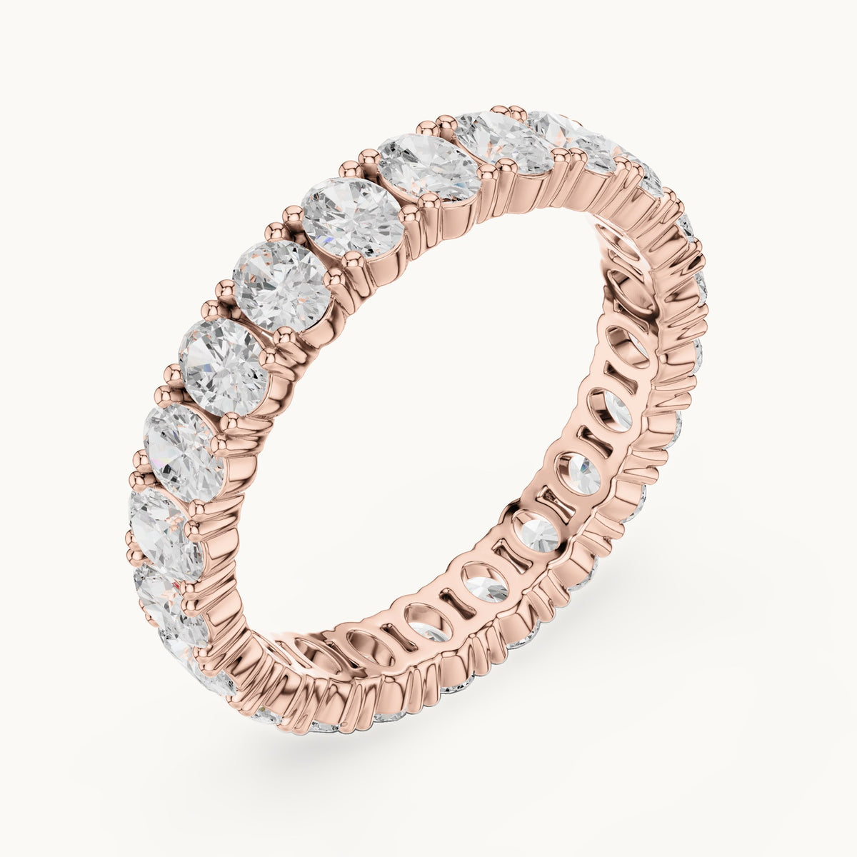 Oval lab-grown diamond east-west full eternity band in rose gold, 1.93 CT TW, view 2