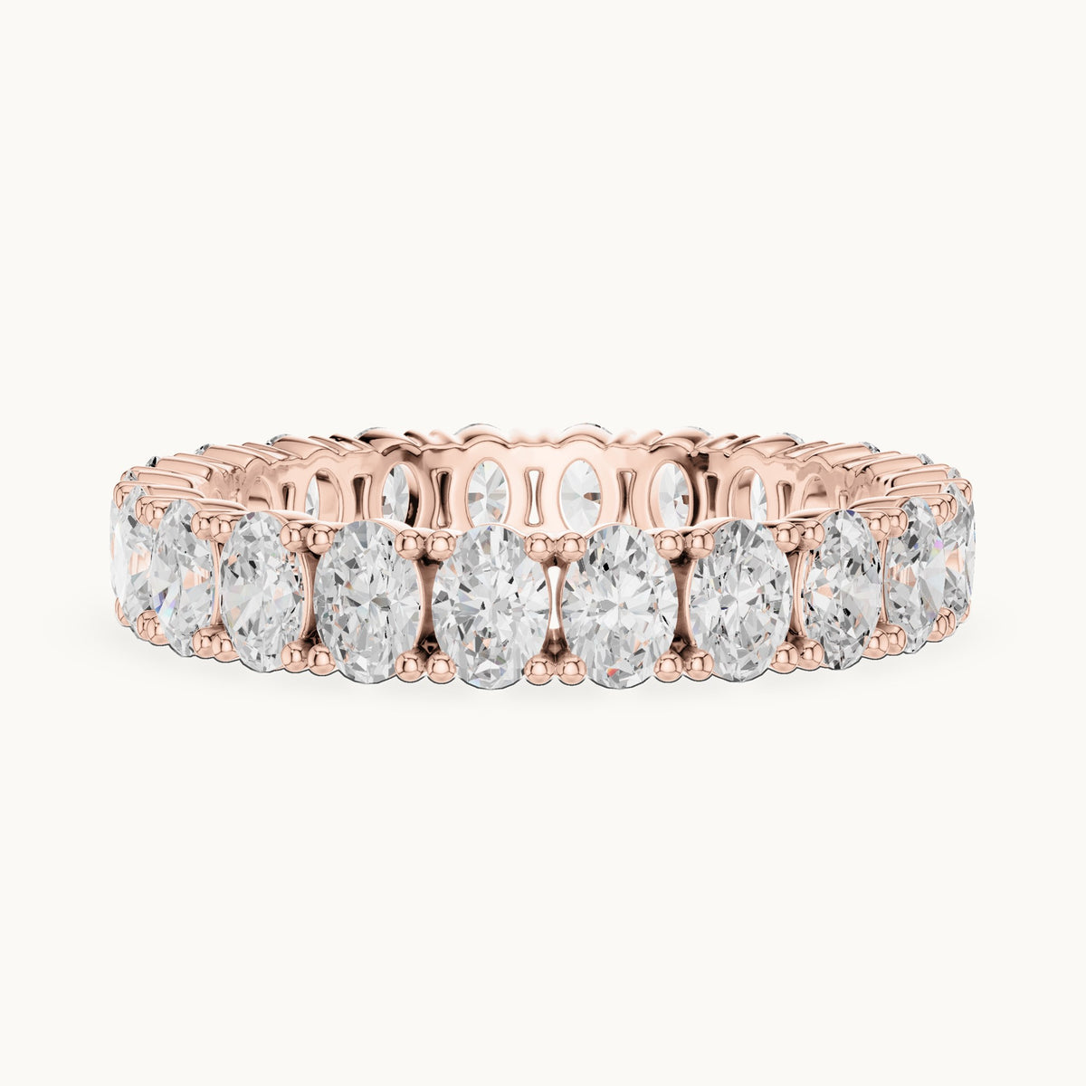 Oval lab-grown diamond east-west full eternity band in rose gold, 1.93 CT TW, view 3