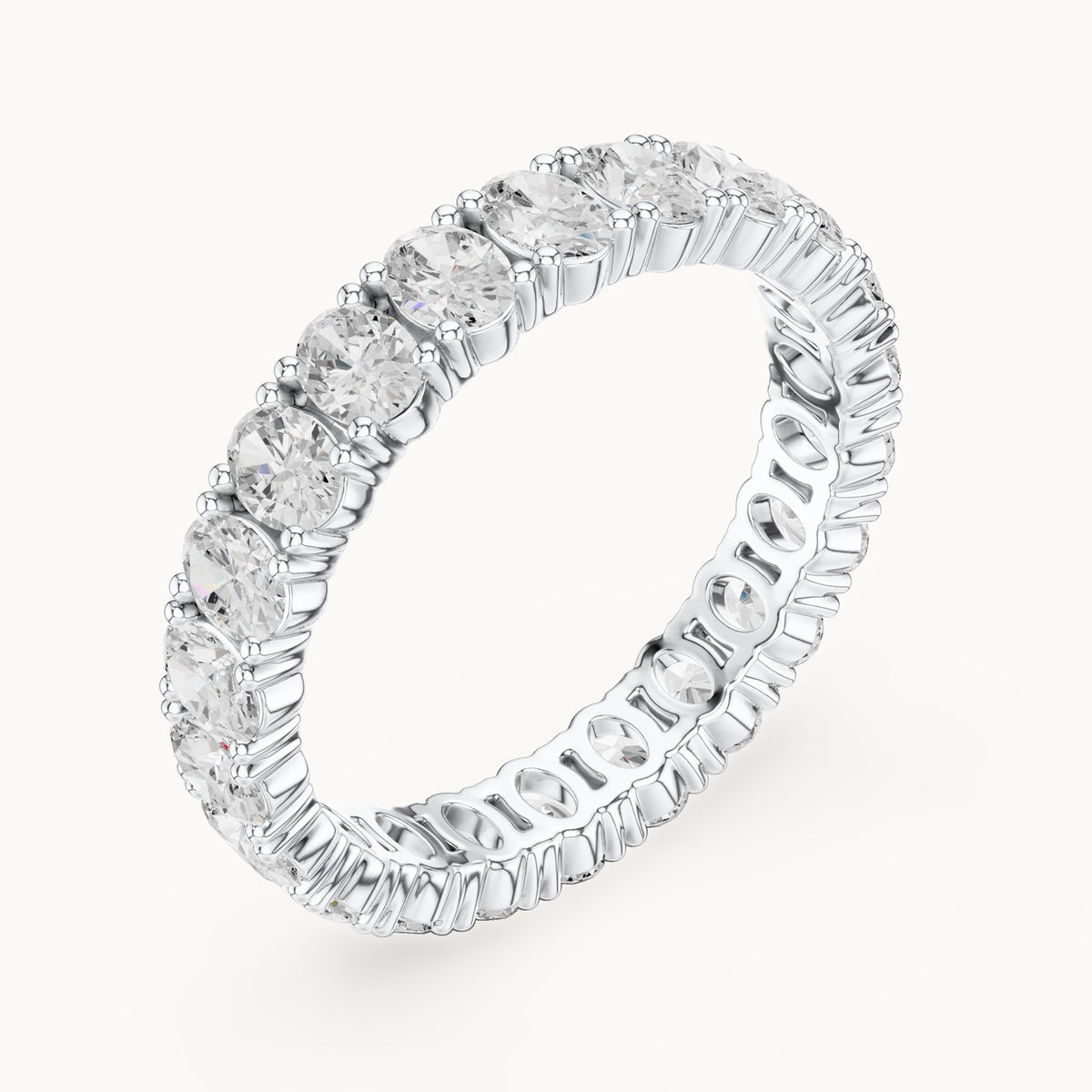 Oval lab-grown diamond east-west full eternity band in white gold, 1.93 CT TW, view 2
