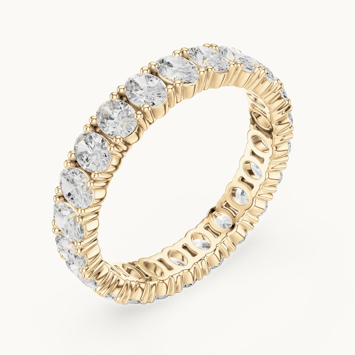 Oval lab-grown diamond east-west full eternity band in yellow gold, 1.93 CT TW, view 2