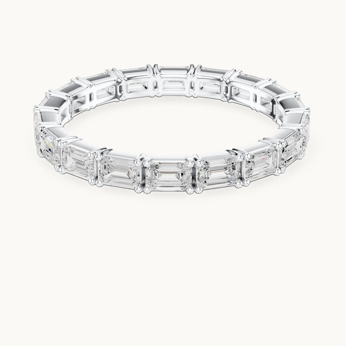 Emerald-cut lab-grown diamond east-west full eternity band in white gold, 1.59 CT TW, view 4