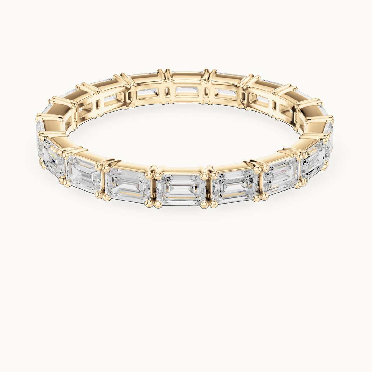 Emerald-cut lab-grown diamond east-west full eternity band in yellow gold, 1.59 CT TW, view 4