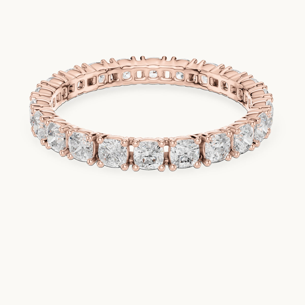 Cushion-cut lab-grown diamond eternity band in rose gold, 1.25 CT TW, view 4