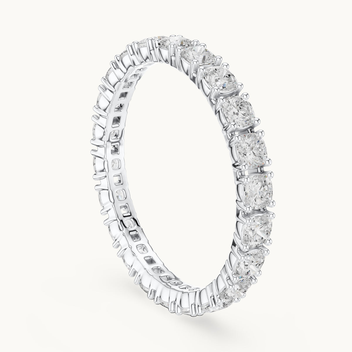 Cushion-cut lab-grown diamond eternity band in white gold, 1.25 CT TW, view 1