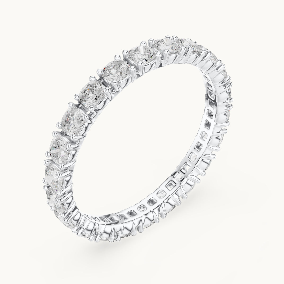Cushion-cut lab-grown diamond eternity band in white gold, 1.25 CT TW, view 2