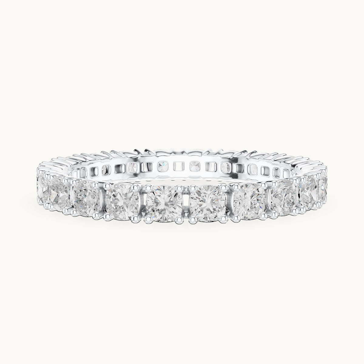 Cushion-cut lab-grown diamond eternity band in white gold, 1.25 CT TW, view 3