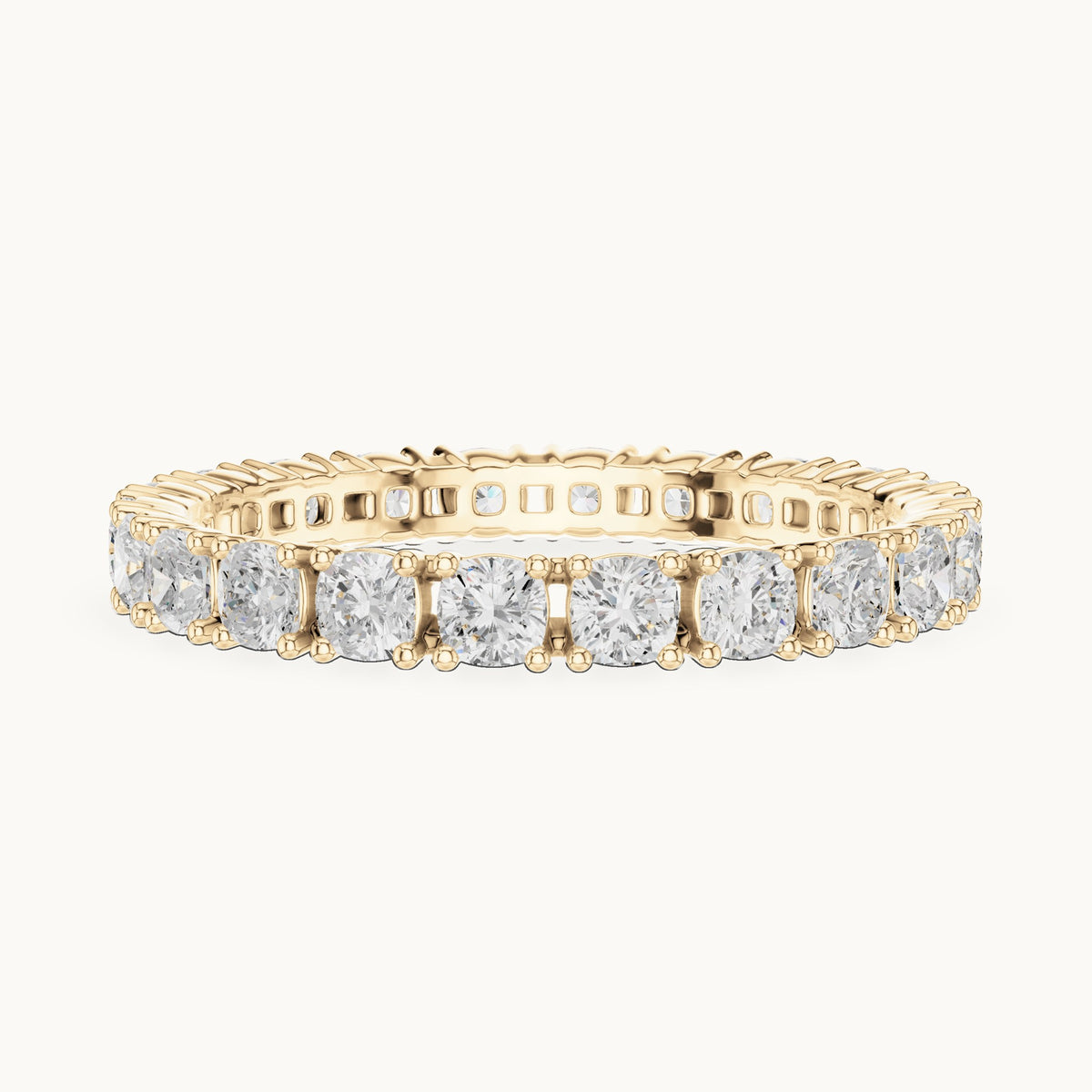 Cushion-cut lab-grown diamond eternity band in yellow gold, 1.25 CT TW, view 3