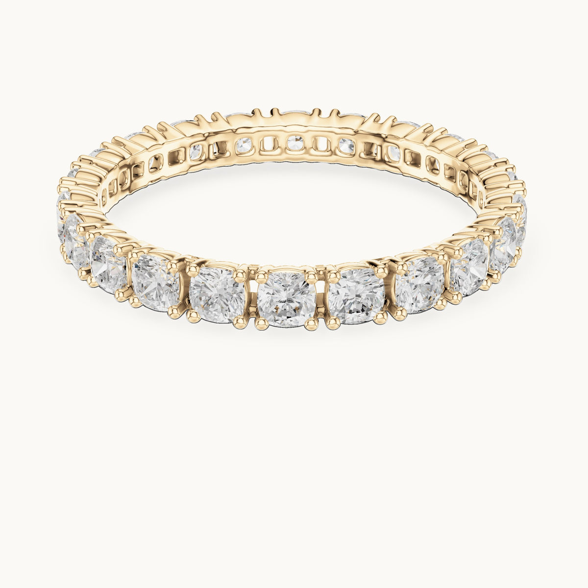 Cushion-cut lab-grown diamond eternity band in yellow gold, 1.25 CT TW, view 4