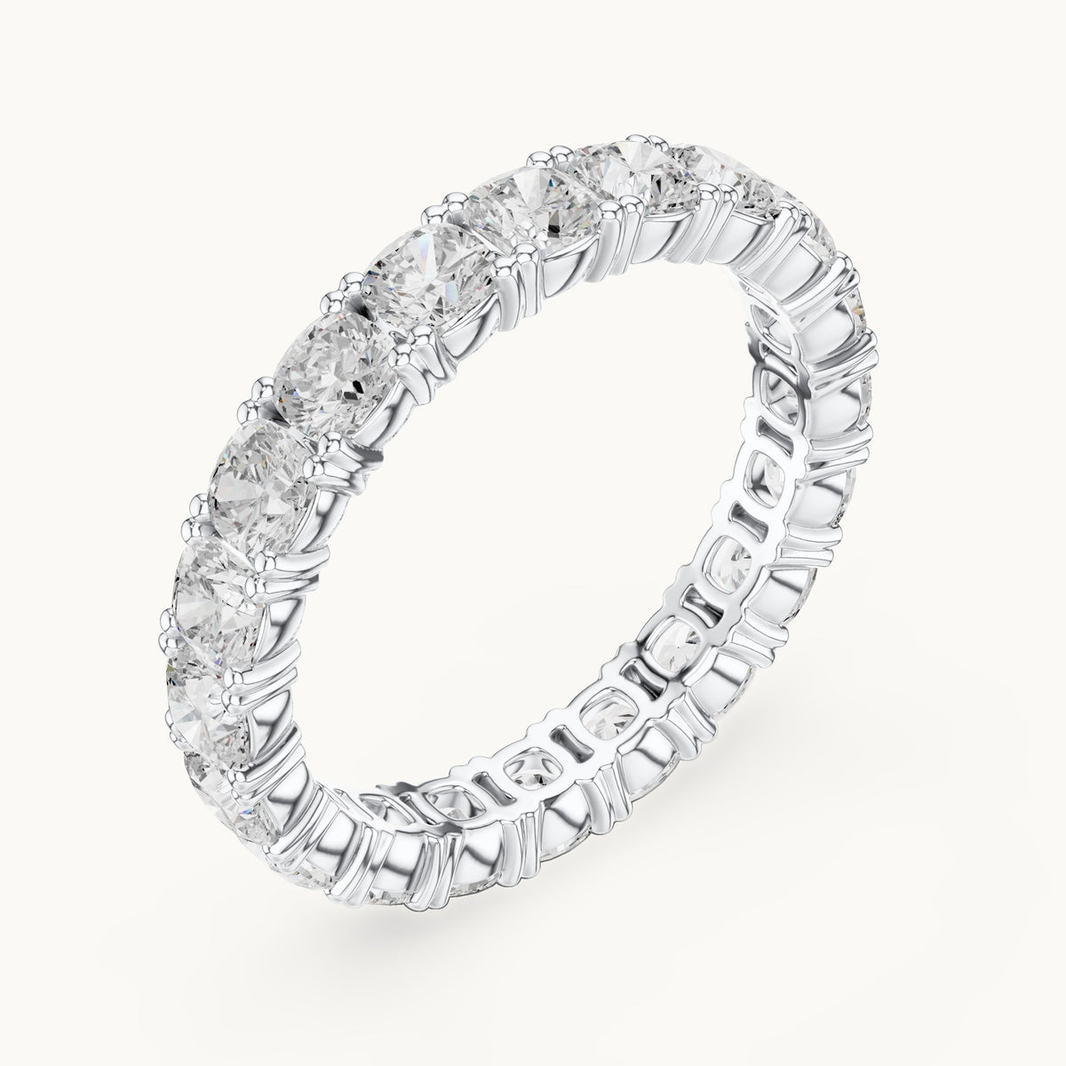 Cushion-cut lab-grown diamond full eternity band in white gold, 2.80 CT TW, view 2