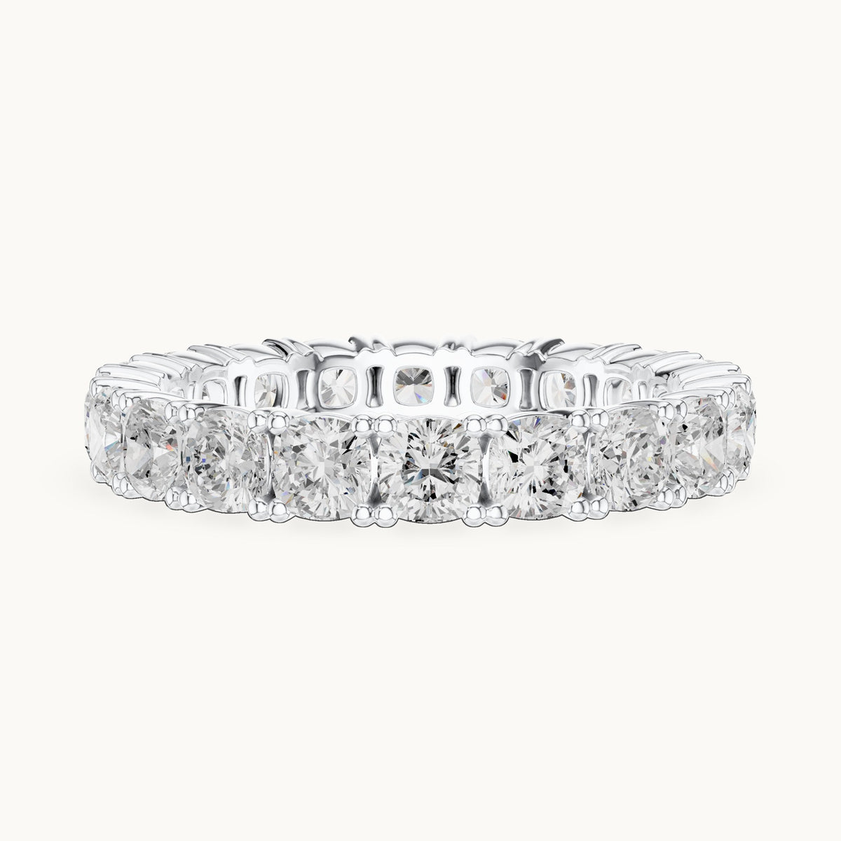 Cushion-cut lab-grown diamond full eternity band in white gold, 2.80 CT TW, view 3