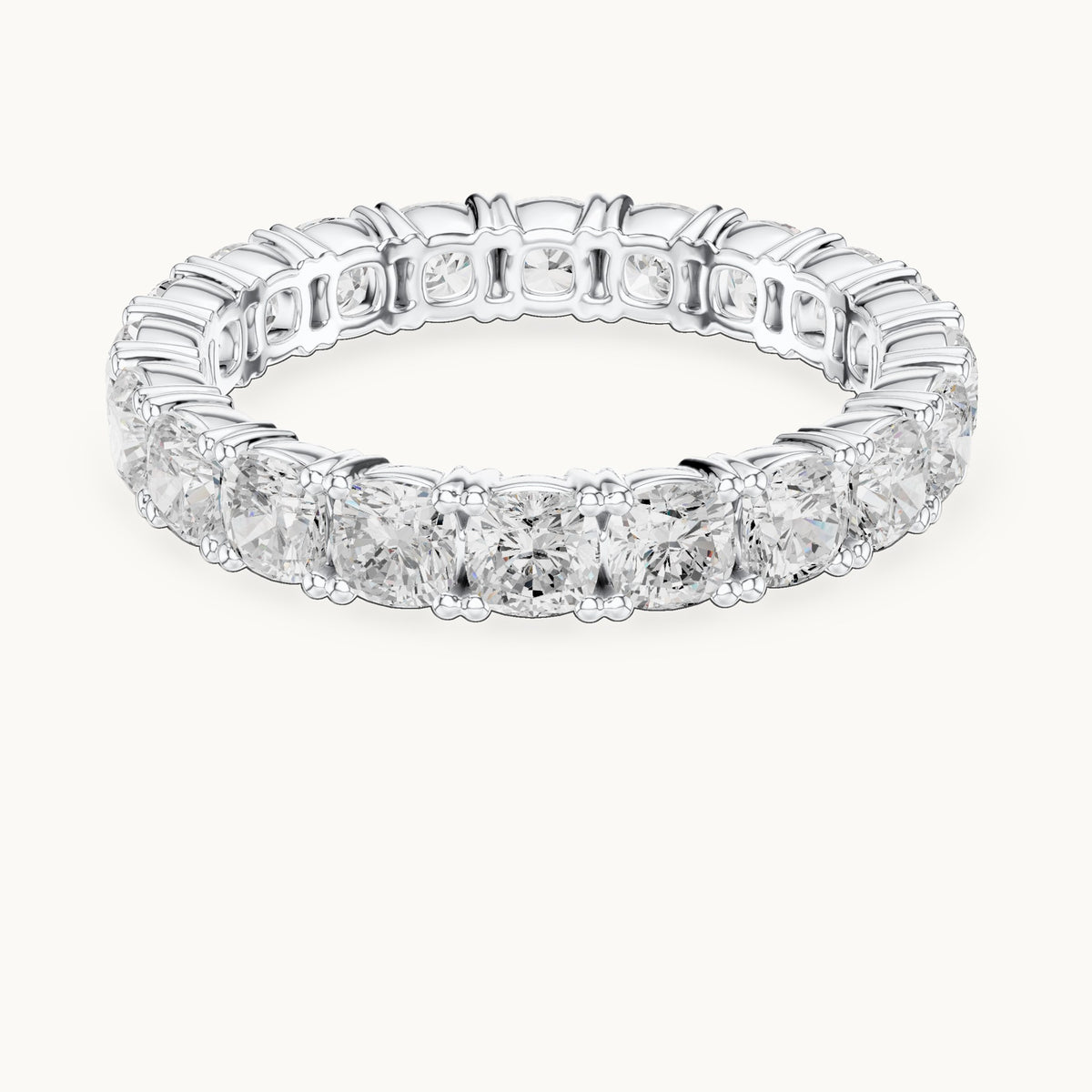 Cushion-cut lab-grown diamond full eternity band in white gold, 2.80 CT TW, view 4