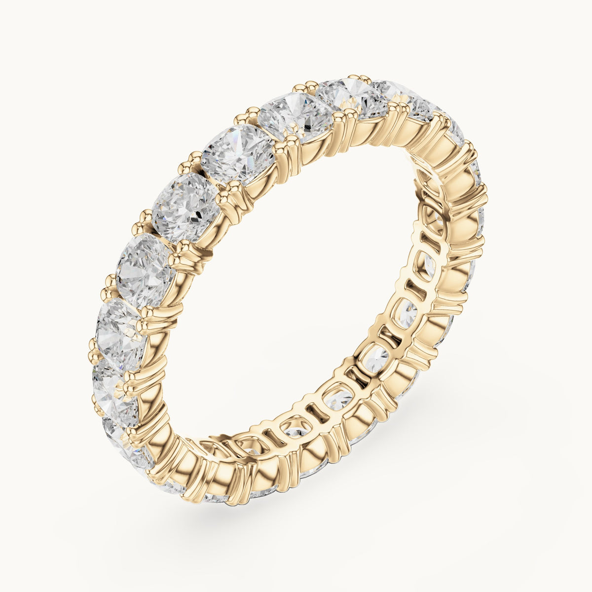 Cushion-cut lab-grown diamond full eternity band in yellow gold, 2.80 CT TW, view 2
