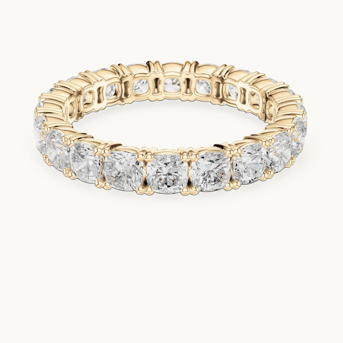 Cushion-cut lab-grown diamond full eternity band in yellow gold, 2.80 CT TW, view 4