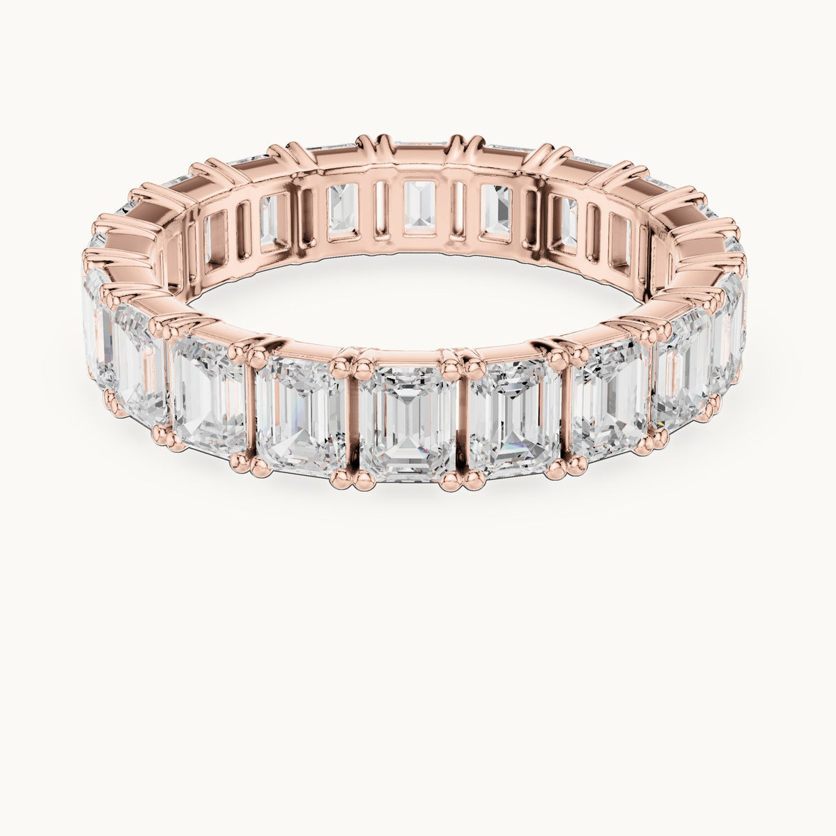 Emerald-cut lab-grown diamond full eternity band in rose gold, 2.98 CT TW, view 4