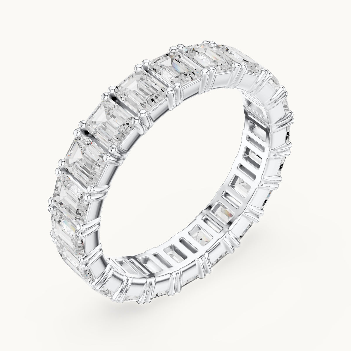 Emerald-cut lab-grown diamond full eternity band in white gold, 2.98 CT TW, view 2