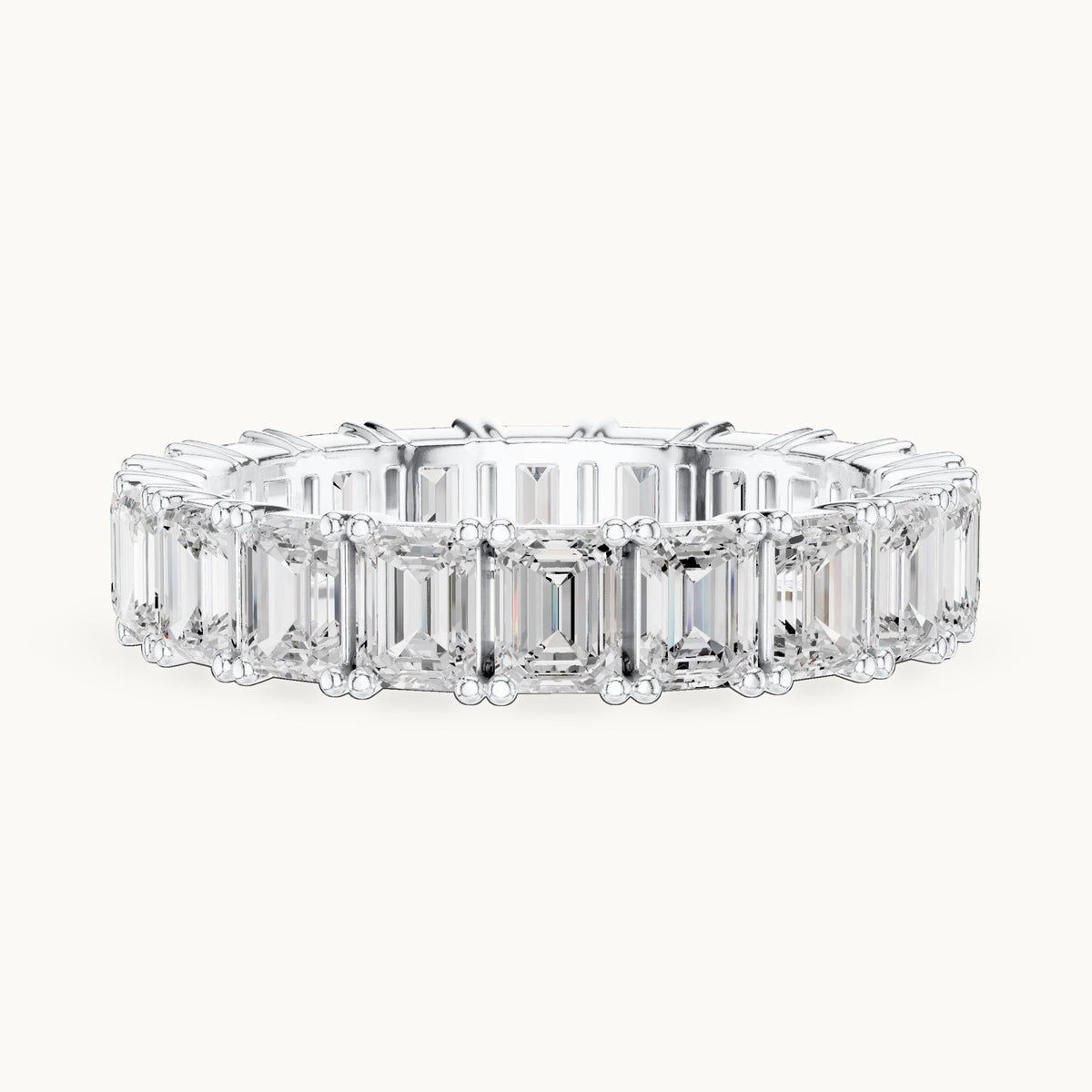 Emerald-cut lab-grown diamond full eternity band in white gold, 2.98 CT TW, view 3