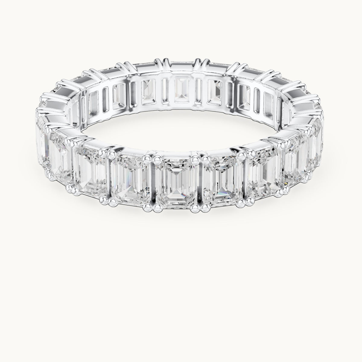 Emerald-cut lab-grown diamond full eternity band in white gold, 2.98 CT TW, view 4