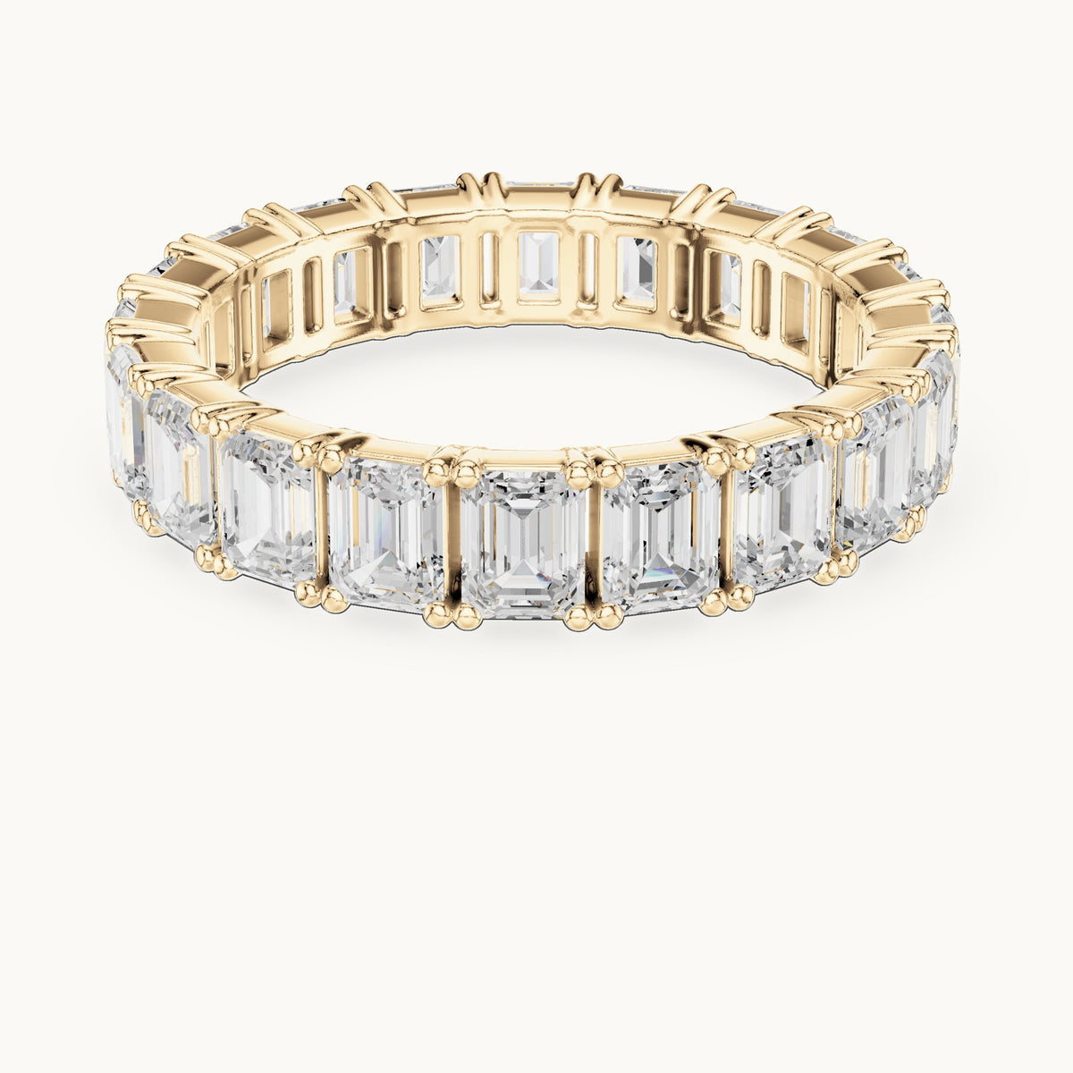 Emerald-cut lab-grown diamond full eternity band in yellow gold, 2.98 CT TW, view 4
