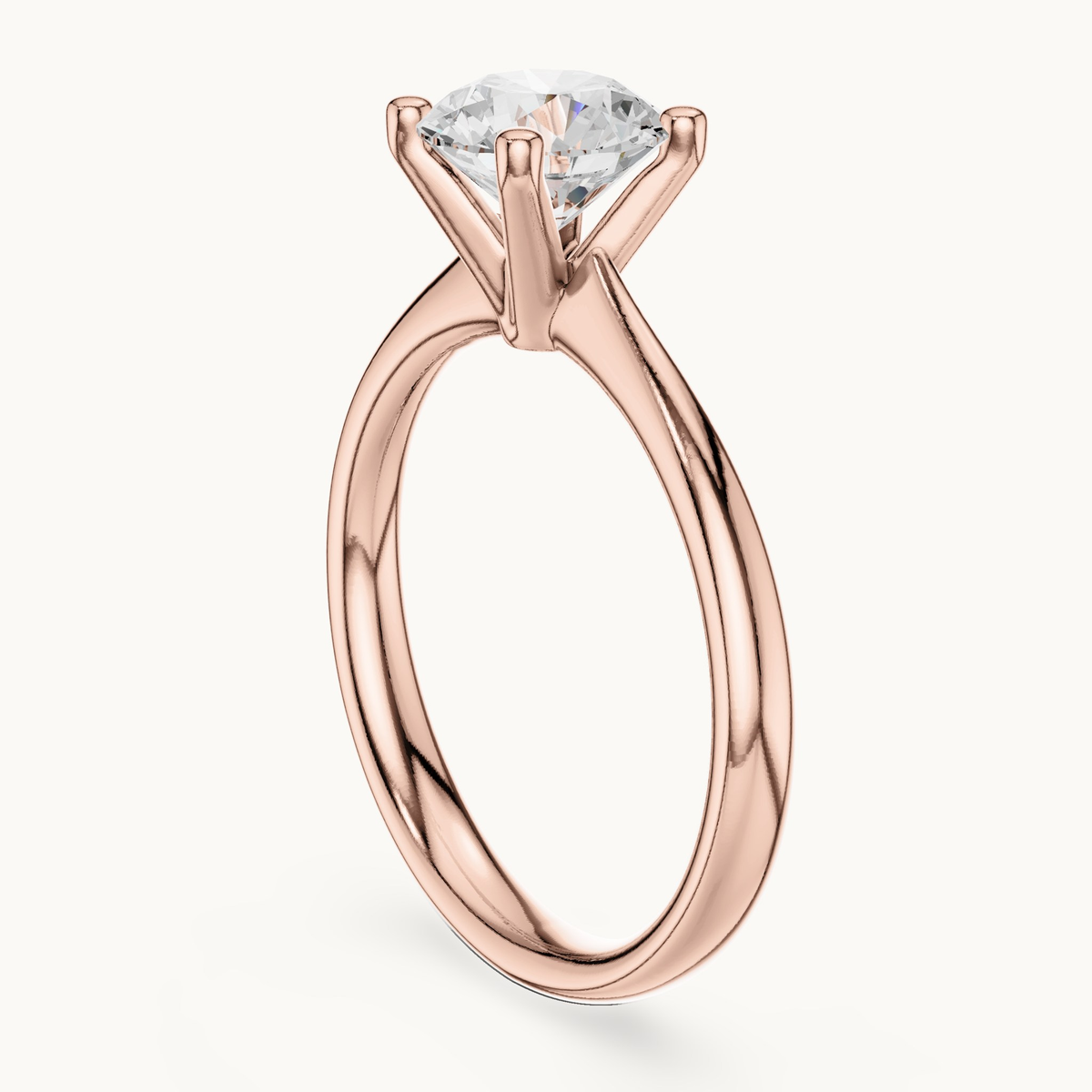 Round lab-grown diamond solitaire engagement ring in 14K rose gold, 1.10 CT TW, view 1
