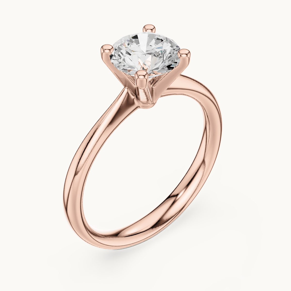 Round lab-grown diamond solitaire engagement ring in 14K rose gold, 1.10 CT TW, view 2