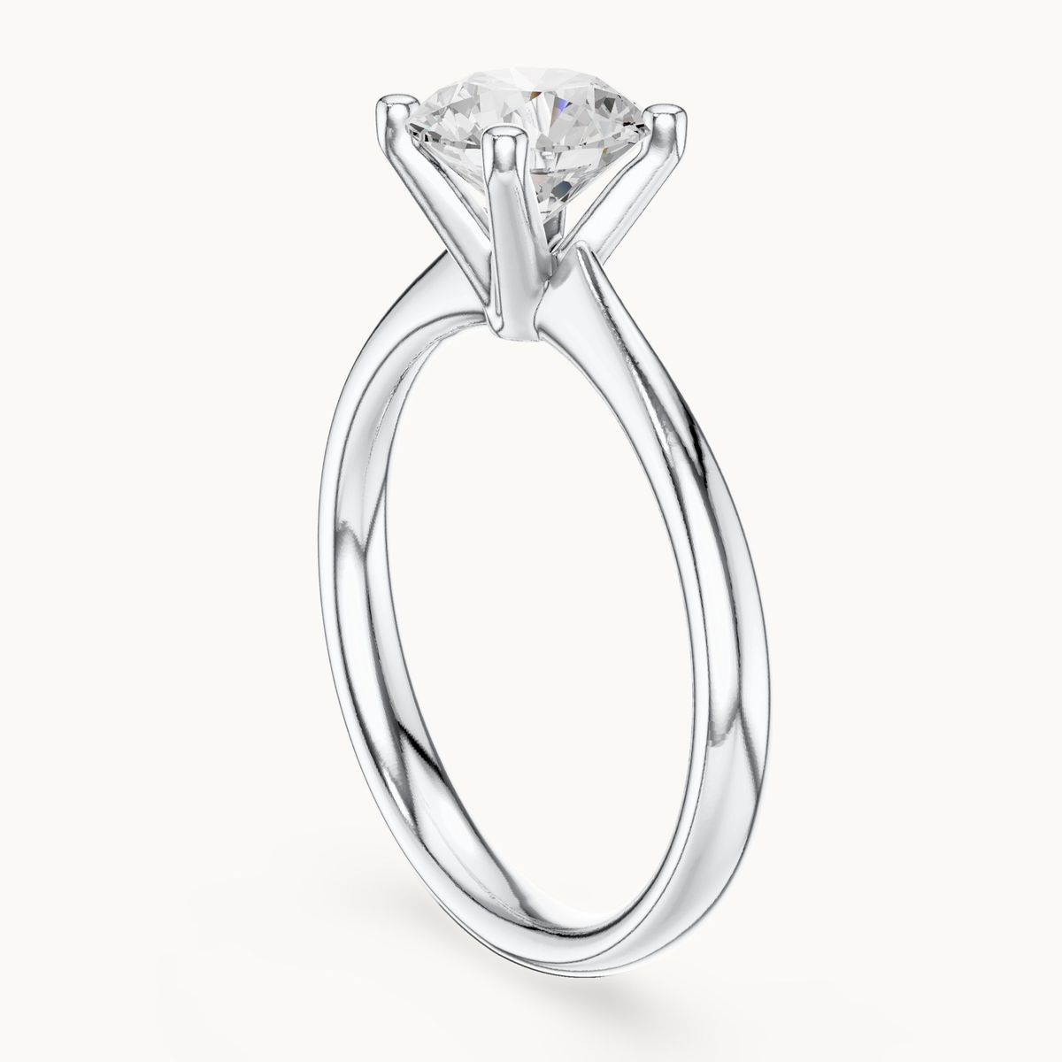 Round lab-grown diamond solitaire engagement ring in 14K white gold, 1.10 CT TW, view 1