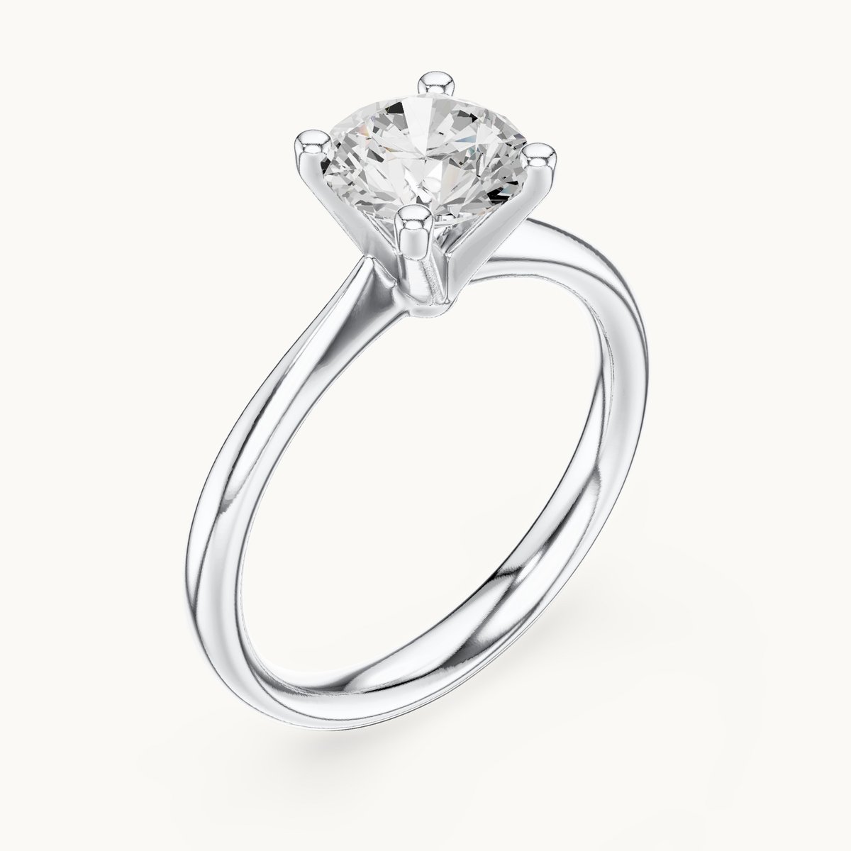 Round lab-grown diamond solitaire engagement ring in 14K white gold, 1.10 CT TW, view 2