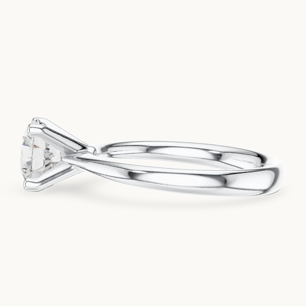 Round lab-grown diamond solitaire engagement ring in 14K white gold, 1.10 CT TW, view 3