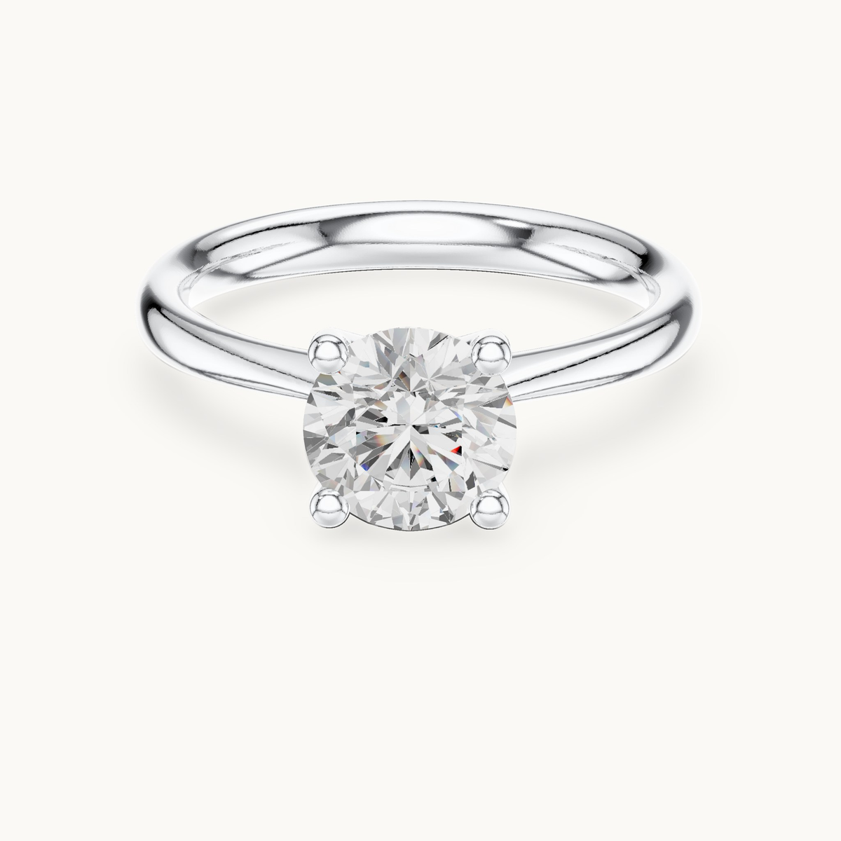 Round lab-grown diamond solitaire engagement ring in 14K white gold, 1.10 CT TW, view 4
