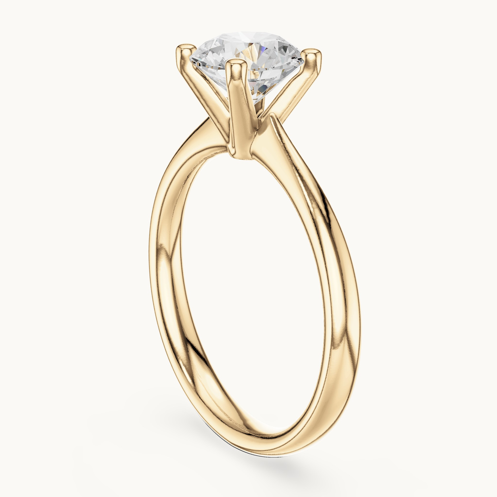 Round lab-grown diamond solitaire engagement ring in 14K yellow gold, 1.10 CT TW, view 1