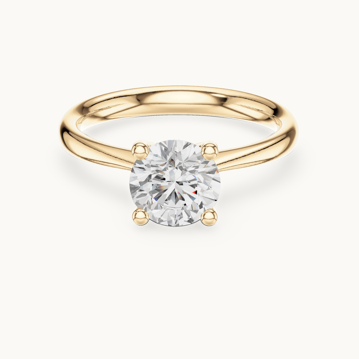 Round lab-grown diamond solitaire engagement ring in 14K yellow gold, 1.10 CT TW, view 4