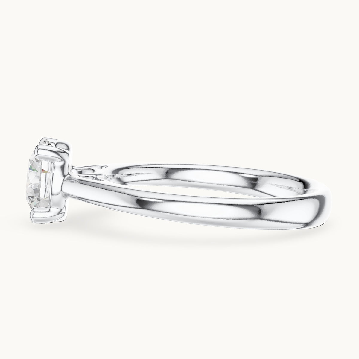 Round lab-grown diamond loop-gallery four-prong solitaire engagement ring in white gold, 1.10 CT TW, view 3