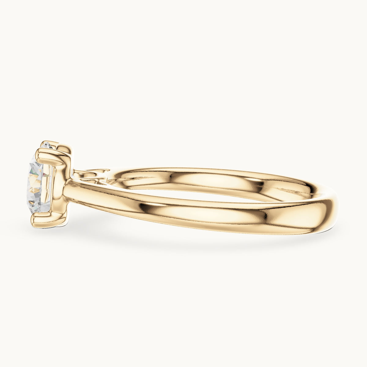 Round lab-grown diamond loop-gallery four-prong solitaire engagement ring in yellow gold, 1.10 CT TW, view 3