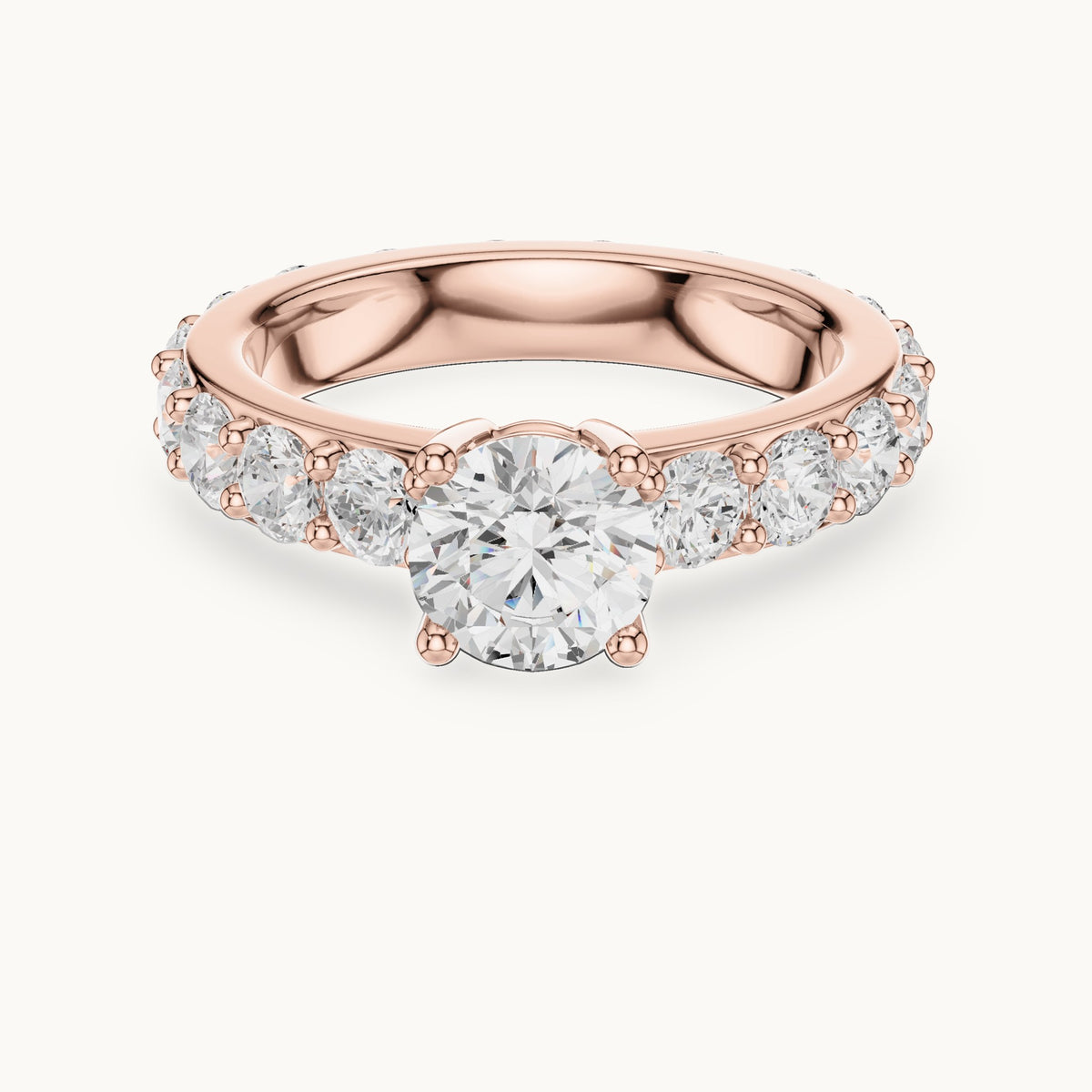 Round lab-grown diamond full eternity engagement ring in rose gold, 3.25 CT TW, view 4
