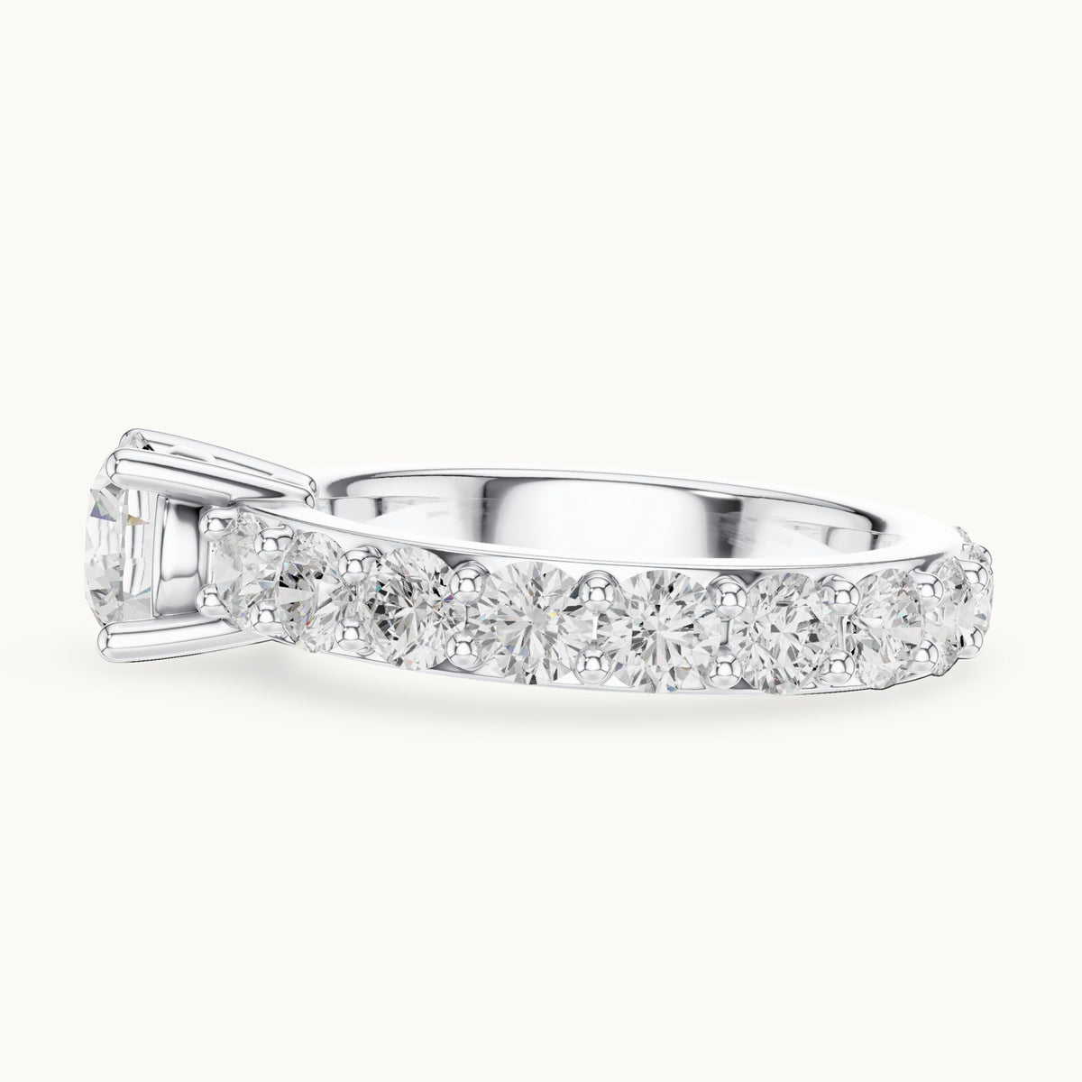 Round lab-grown diamond full eternity engagement ring in white gold, 3.25 CT TW, view 3
