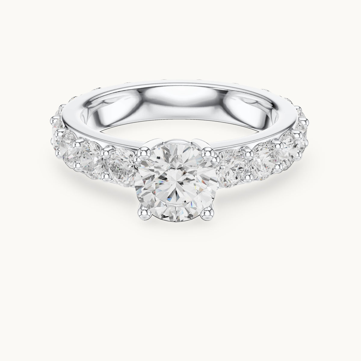 Round lab-grown diamond full eternity engagement ring in white gold, 3.25 CT TW, view 4