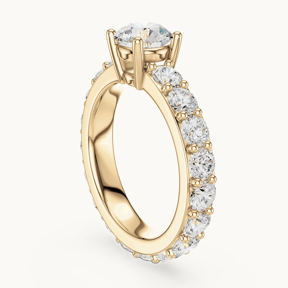 Round lab-grown diamond full eternity engagement ring in yellow gold, 3.25 CT TW, view 1