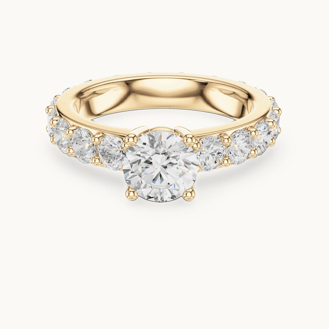 Round lab-grown diamond full eternity engagement ring in yellow gold, 3.25 CT TW, view 4