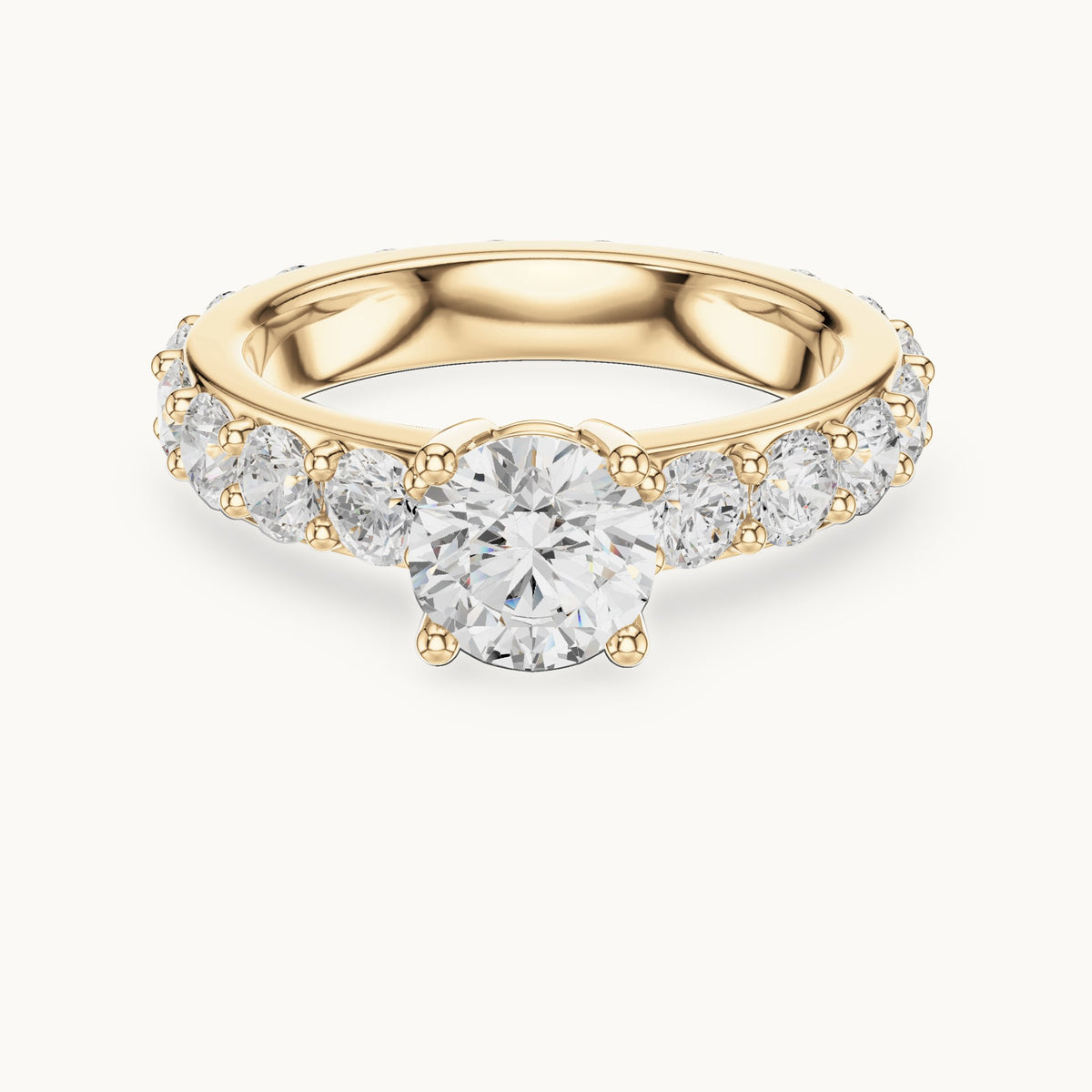 Round lab-grown diamond full eternity engagement ring in yellow gold, 3.25 CT TW, view 4