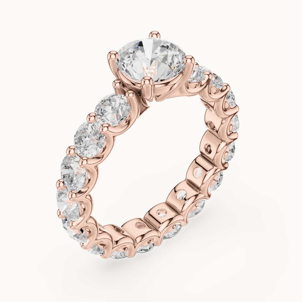 Round lab-grown diamond full eternity engagement ring in rose gold, 4.05 CT TW, view 2