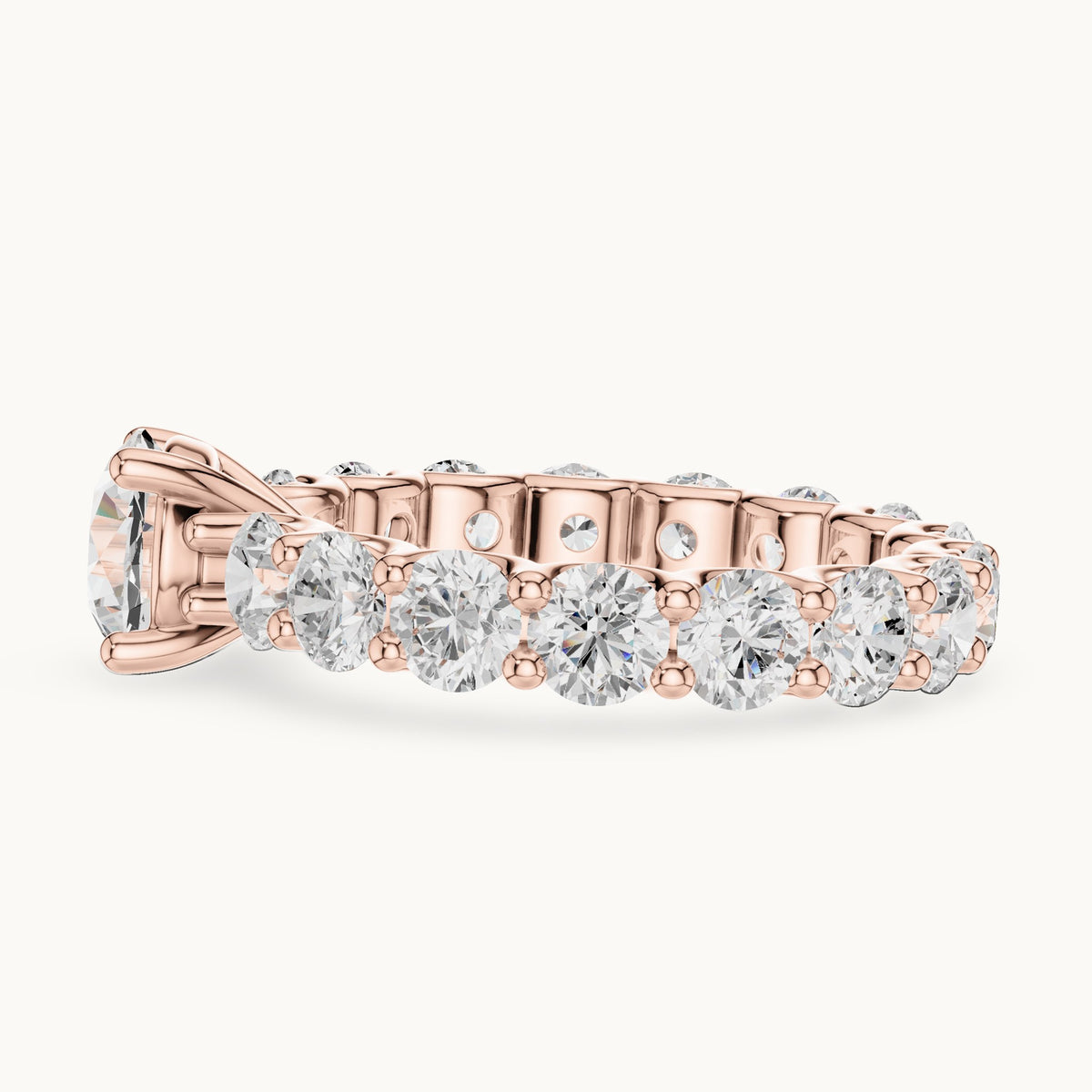 Round lab-grown diamond full eternity engagement ring in rose gold, 4.05 CT TW, view 3