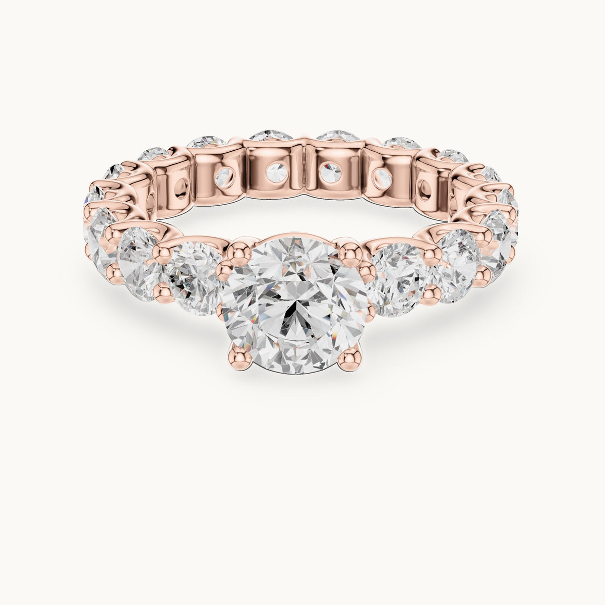 Round lab-grown diamond full eternity engagement ring in rose gold, 4.05 CT TW, view 4