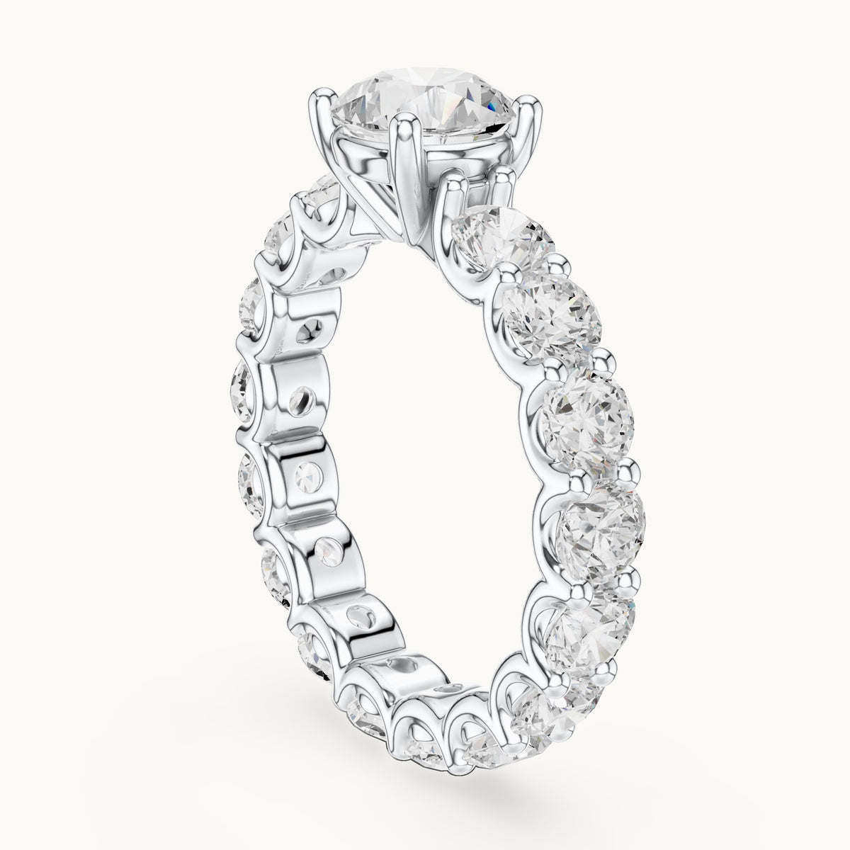 Round lab-grown diamond full eternity engagement ring in white gold, 4.05 CT TW, view 1