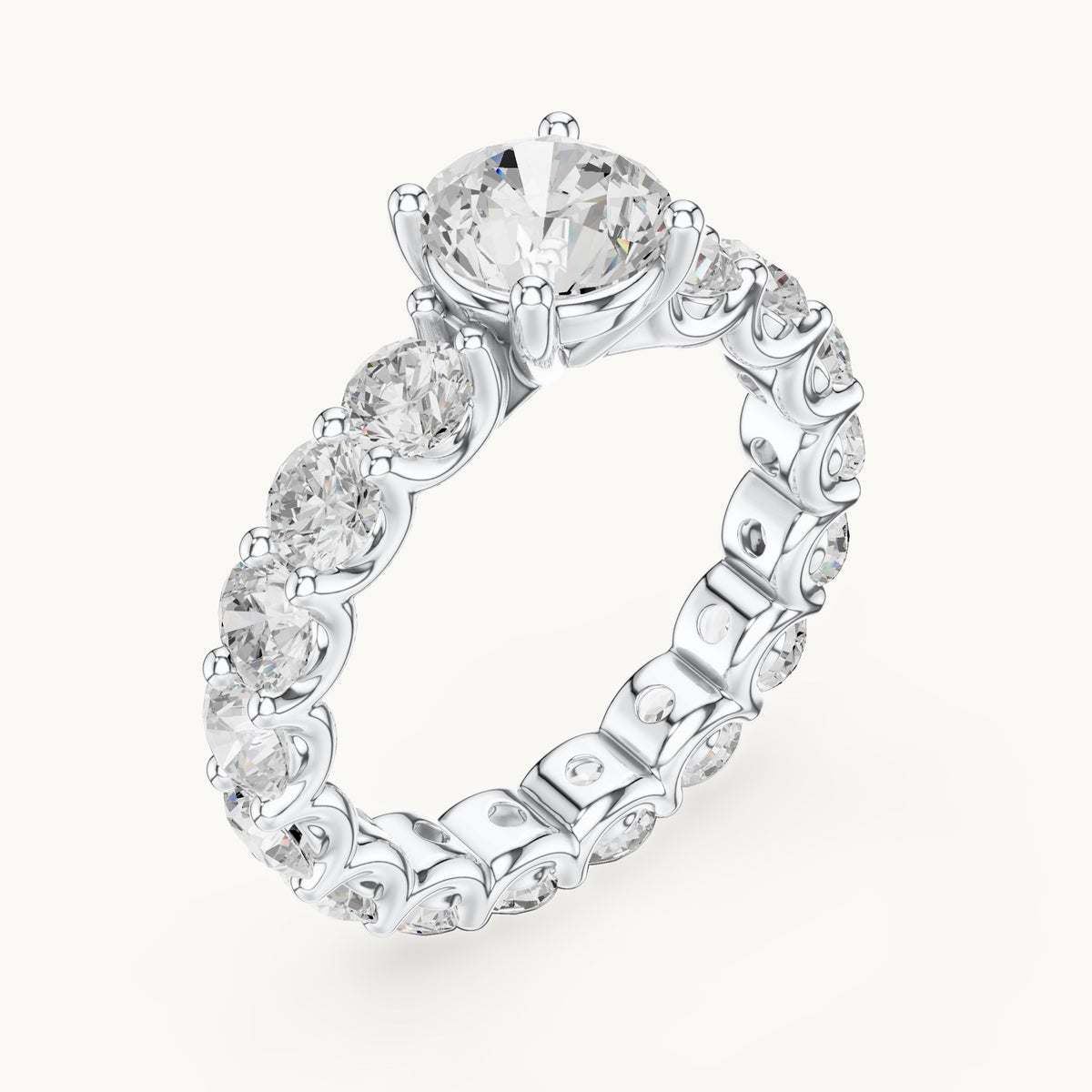 Round lab-grown diamond full eternity engagement ring in white gold, 4.05 CT TW, view 2